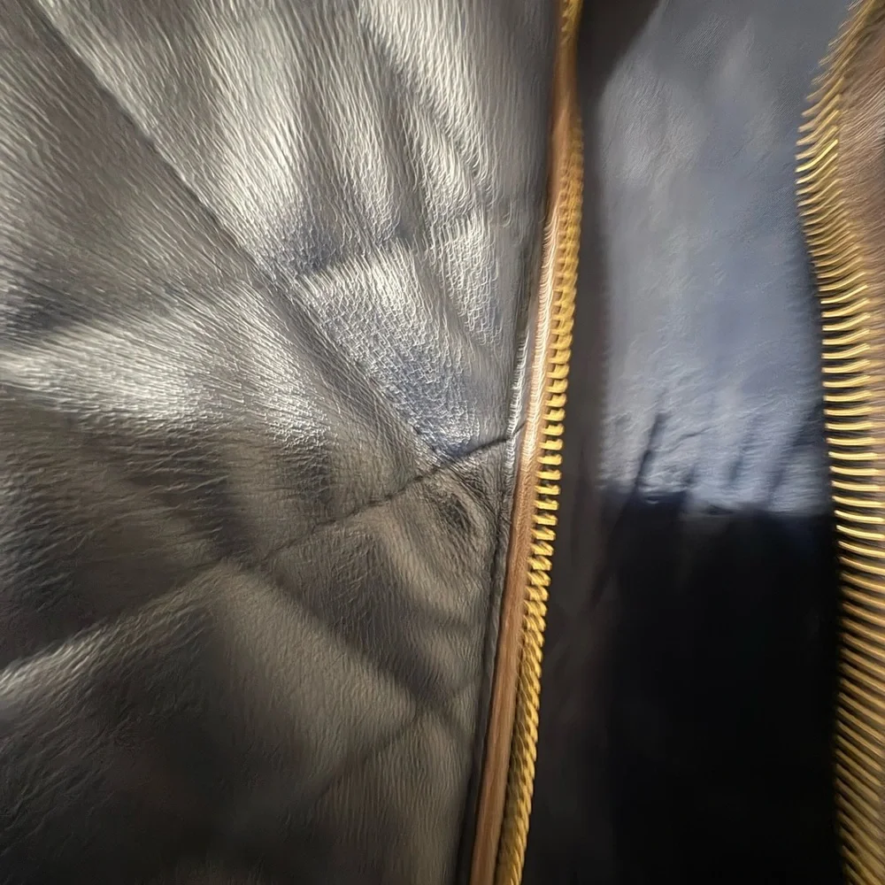 Fate Navy and Brown leather Quilted Vest - Picture 11 of 12